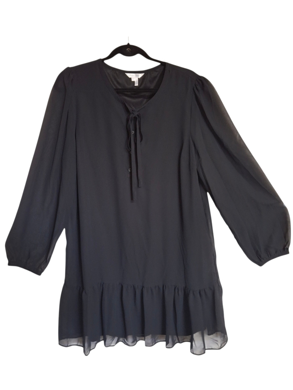 Draper James Long Sleeve Flounce Ruffle Tier Black Dress   Women Size Medium - Picture 3 of 15